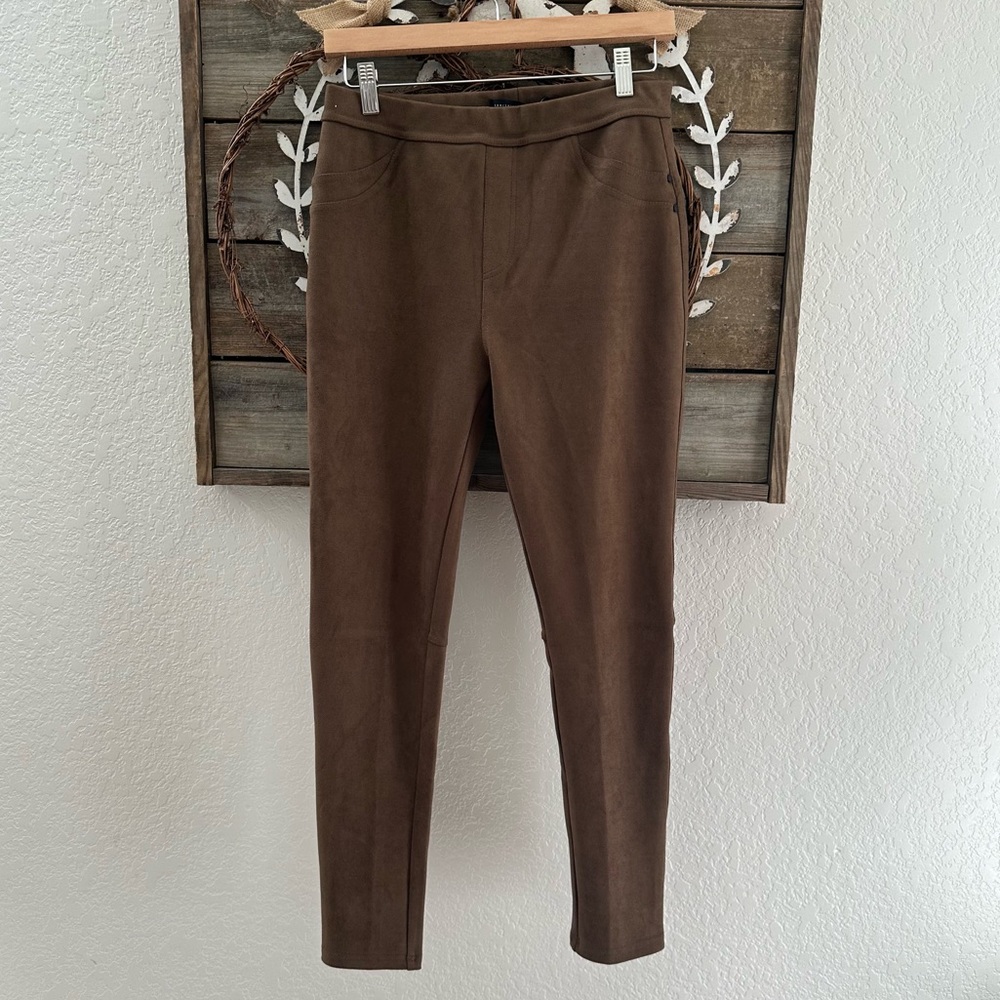 Sanctuary X Anthropologie faux suede brown legging pull on pants size Medium